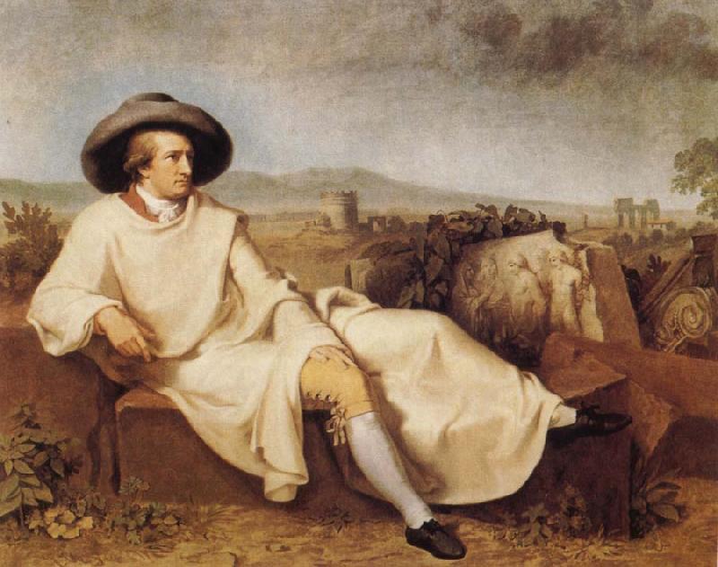 TISCHBEIN, Johann Heinrich Wilhelm Goethe in the Roman Campagna oil painting picture